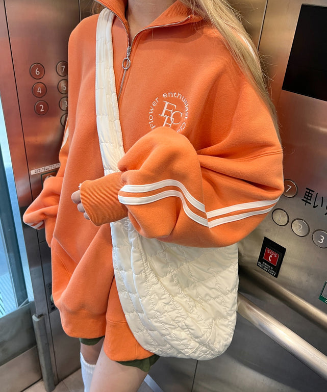 A2182 スウェット ピンクオレンジ ハーフジップ 無地