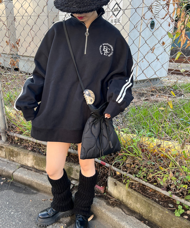 A2182 スウェット ピンクオレンジ ハーフジップ 無地