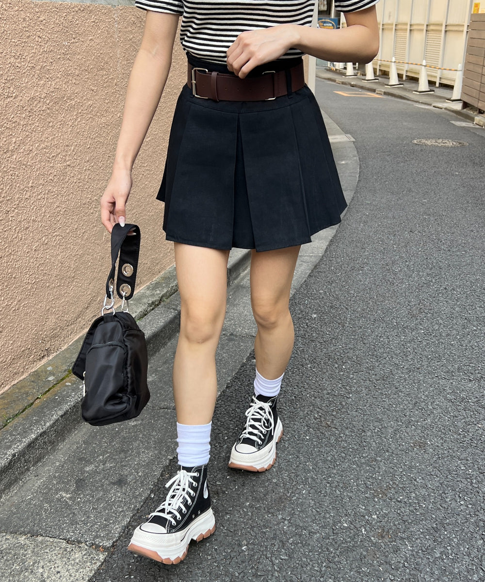 ベルト付きボックススカート