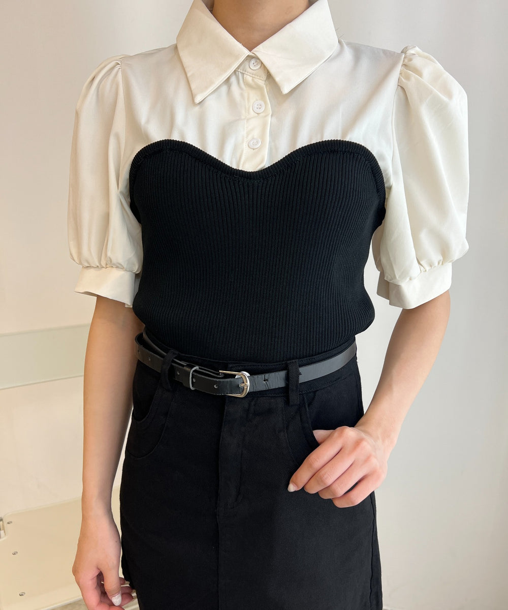 ビスチェデザイン半袖ブラウス