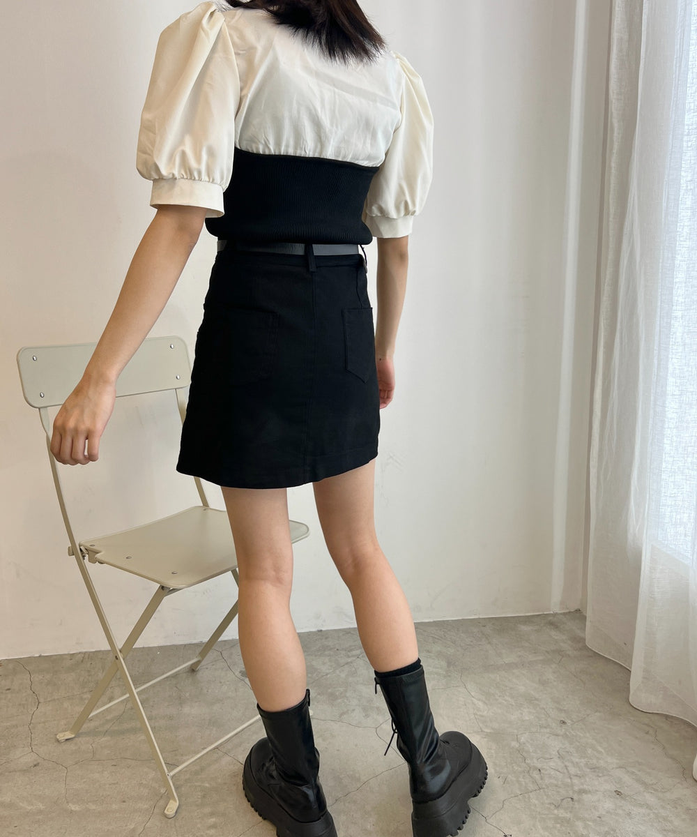 ビスチェデザイン半袖ブラウス