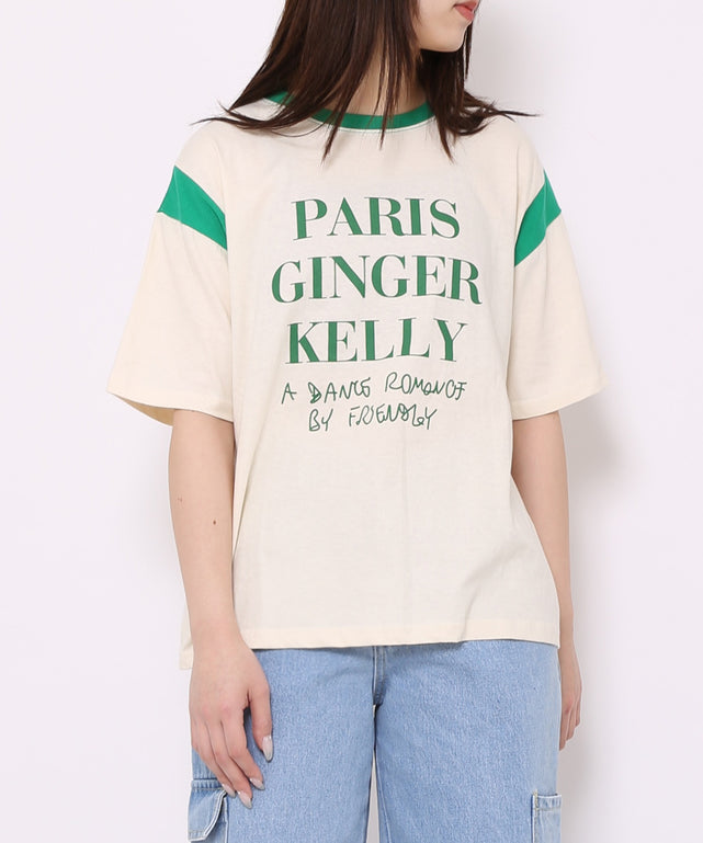 PARIS Tシャツ/ネイビー モデル：165cm 着用