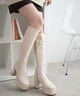 ストーム付きヒールロングブーツ/オフホワイト