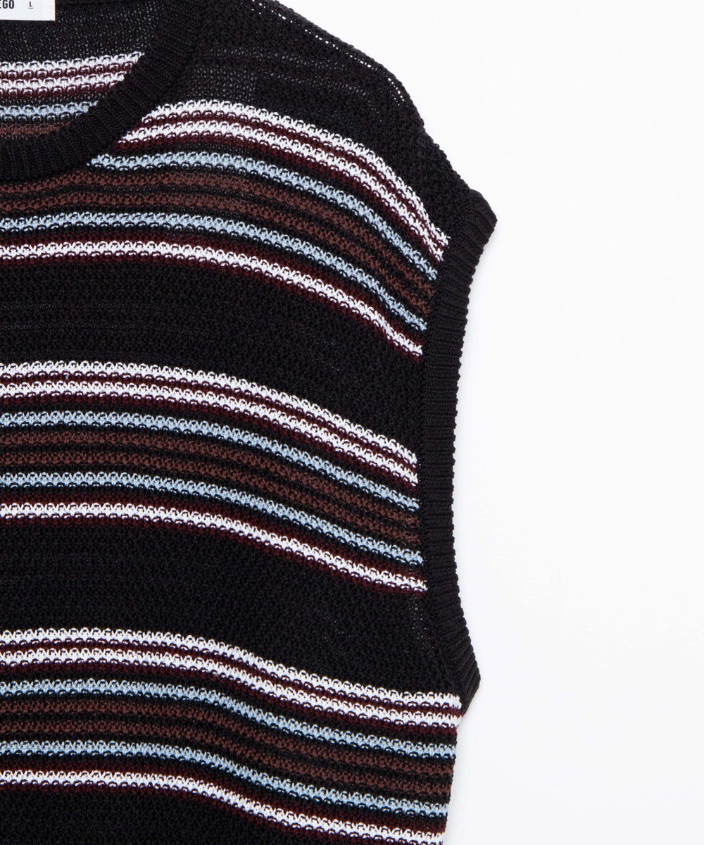 レトロボーダーニットベスト