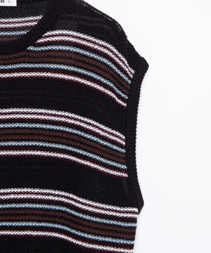 レトロボーダーニットベスト