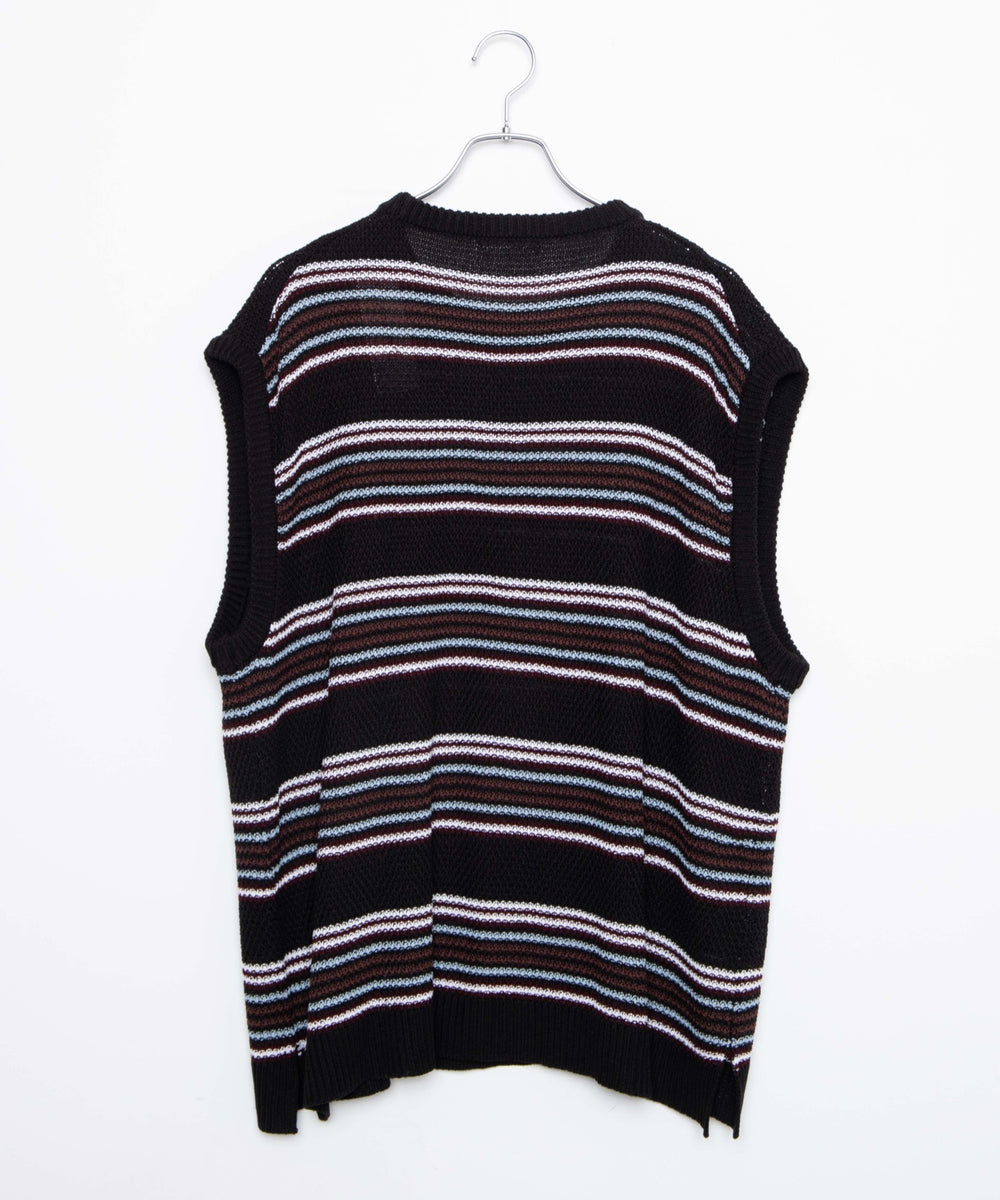 レトロボーダーニットベスト