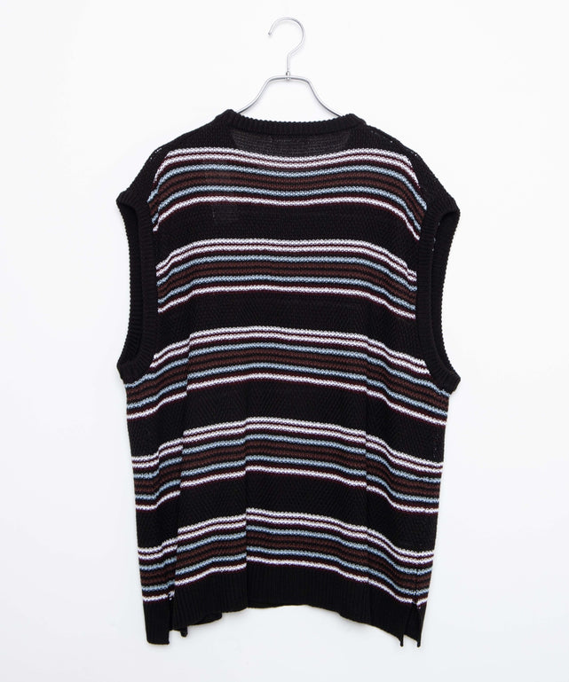 レトロボーダーニットベスト
