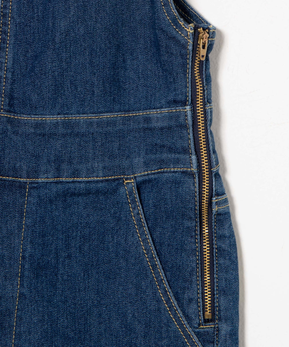 ハイウエストストレッチフレアデニムサロペット