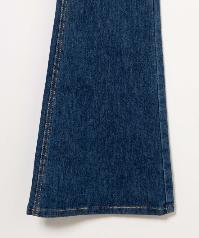 ハイウエストストレッチフレアデニムサロペット