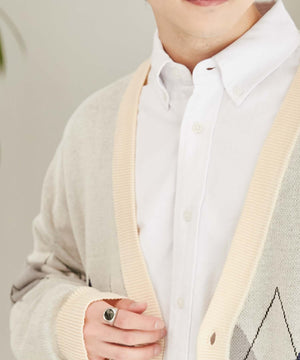 リネンライク総柄ルーズカーディガン