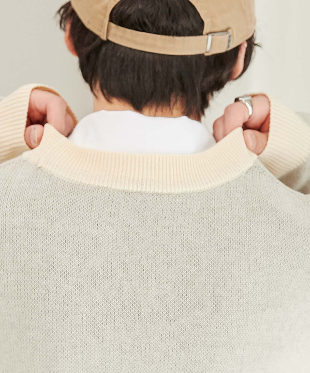 リネンライク総柄ルーズカーディガン