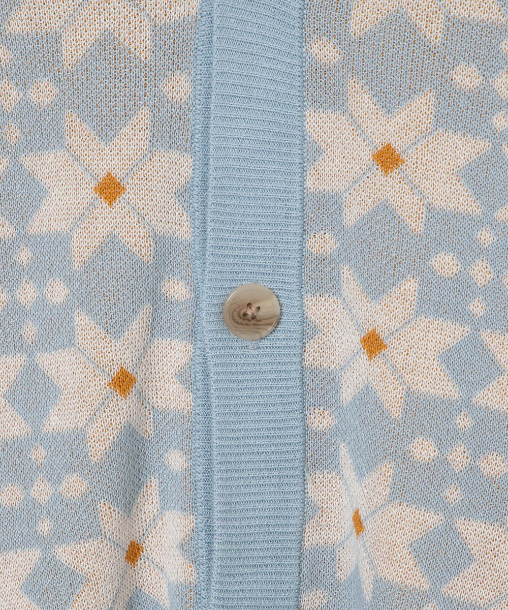 リネンライク総柄ルーズカーディガン