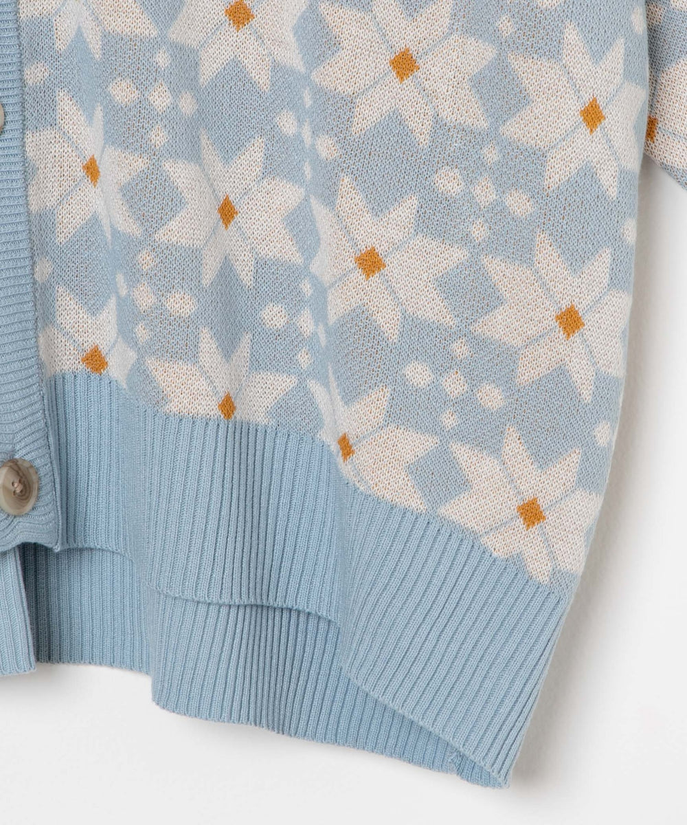 リネンライク総柄ルーズカーディガン