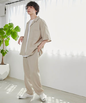 リネンライクオープンカラーBIGシャツ