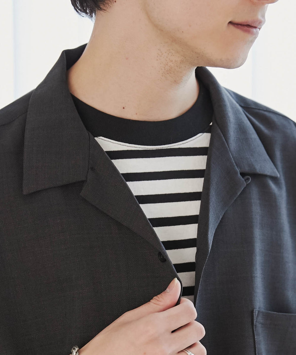 リネンライクオープンカラーBIGシャツ