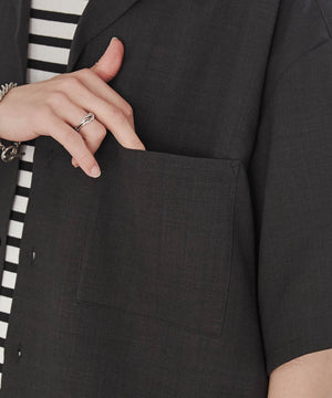 リネンライクオープンカラーBIGシャツ