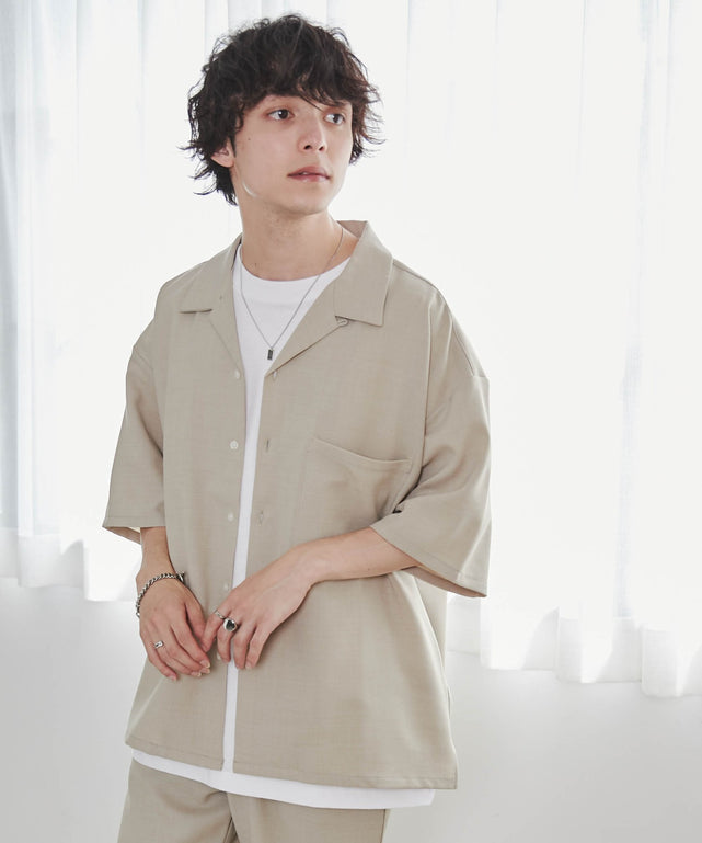 リネンライクオープンカラーBIGシャツ