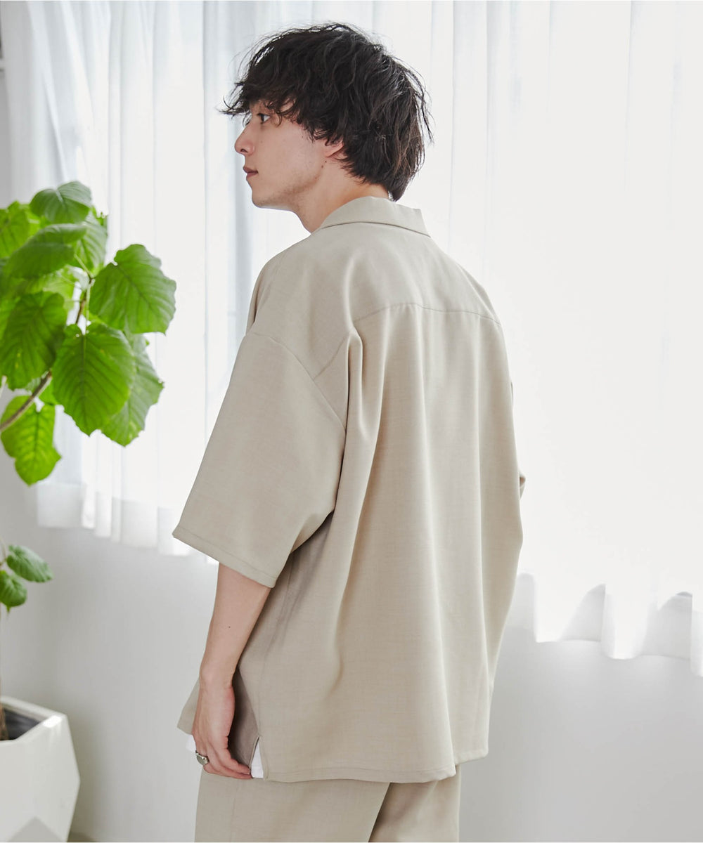 リネンライクオープンカラーBIGシャツ