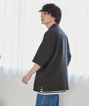 リネンライクオープンカラーBIGシャツ