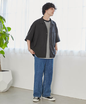 リネンライクオープンカラーBIGシャツ