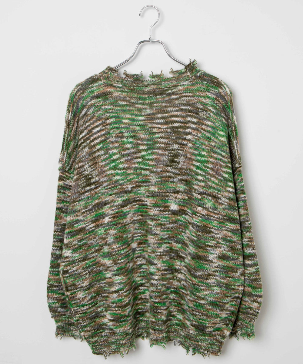 ダメージミックスカラービッグカーデ