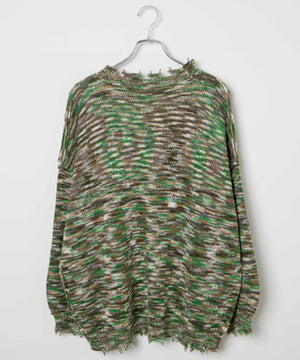 ダメージミックスカラービッグカーデ