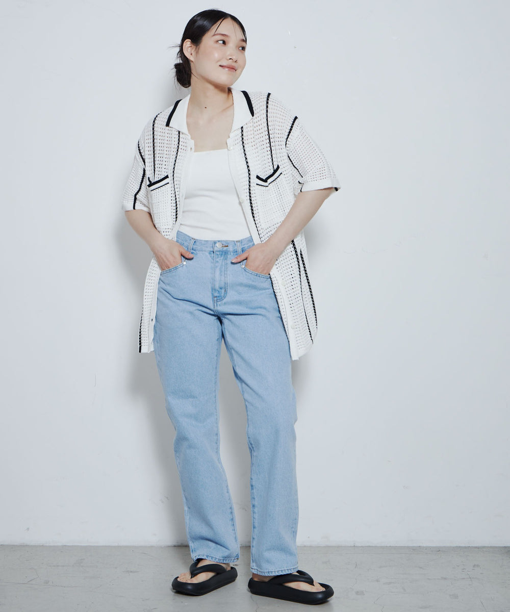 スリムストレートデニムパンツ