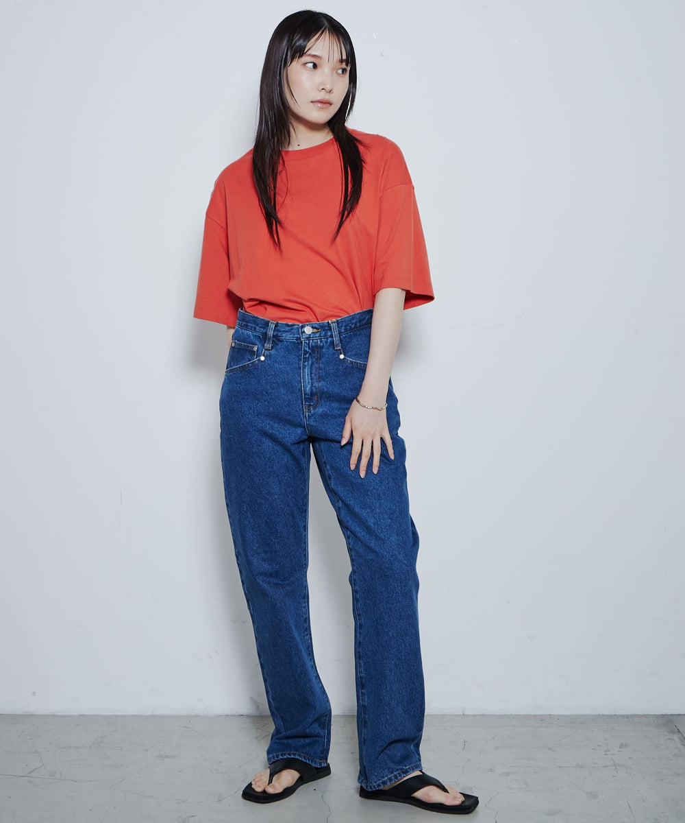 スリムストレートデニムパンツ