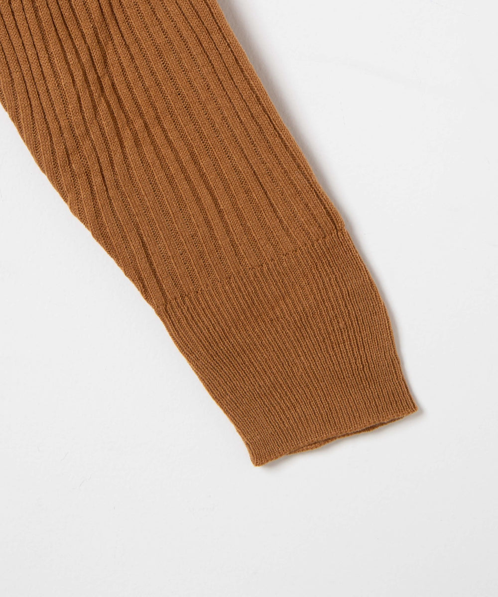 リブVネックスリットワンピース